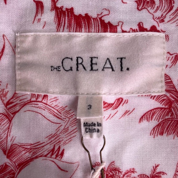 THE GREAT Red and White Palm Women's Top - Picture 9 of 11